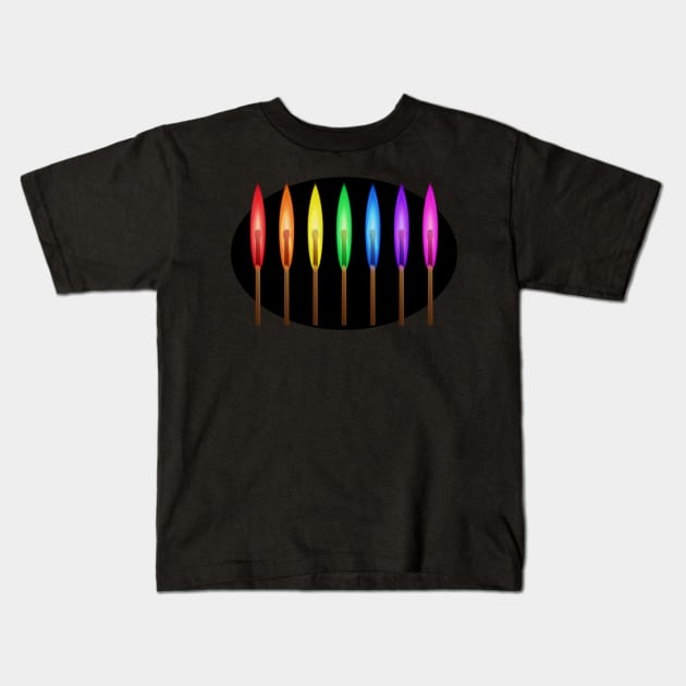 Rainbow Matches Kids T-Shirt by psychoshadow